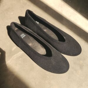 Eileen Fisher Seam Knit All Day Black Ballet Flats, 7.5